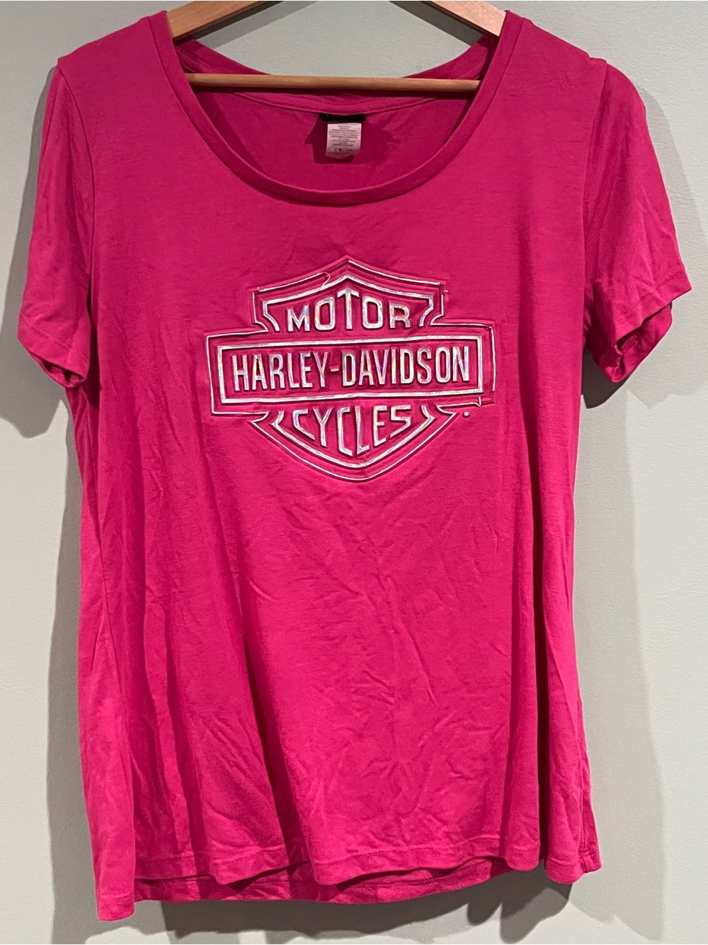 Harley-Davidson Hot Pink Short Sleeve Tee with Raised Logo